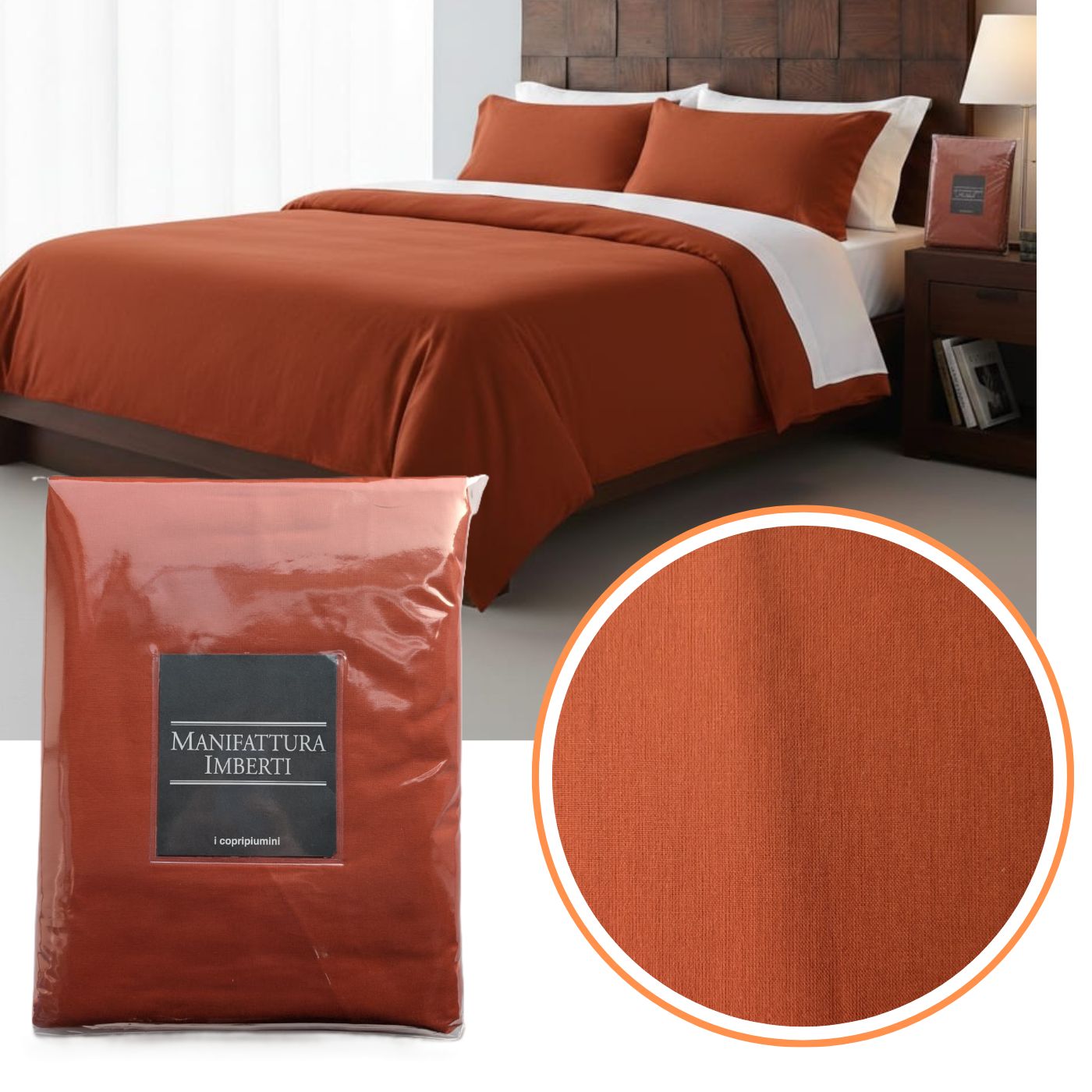 Parure Copripiumino Matrimoniale Tinta Unita "Kolor" - Manifattura Imberti