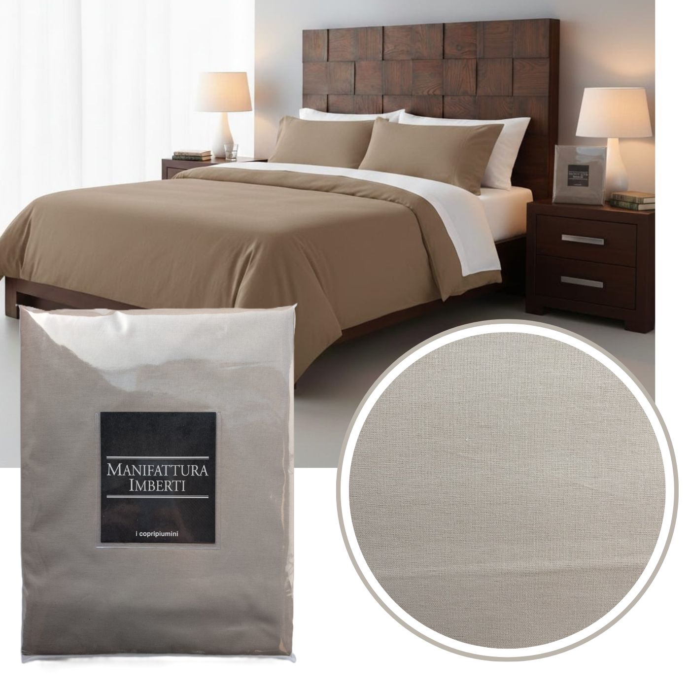 Parure Copripiumino Matrimoniale Tinta Unita "Kolor" - Manifattura Imberti