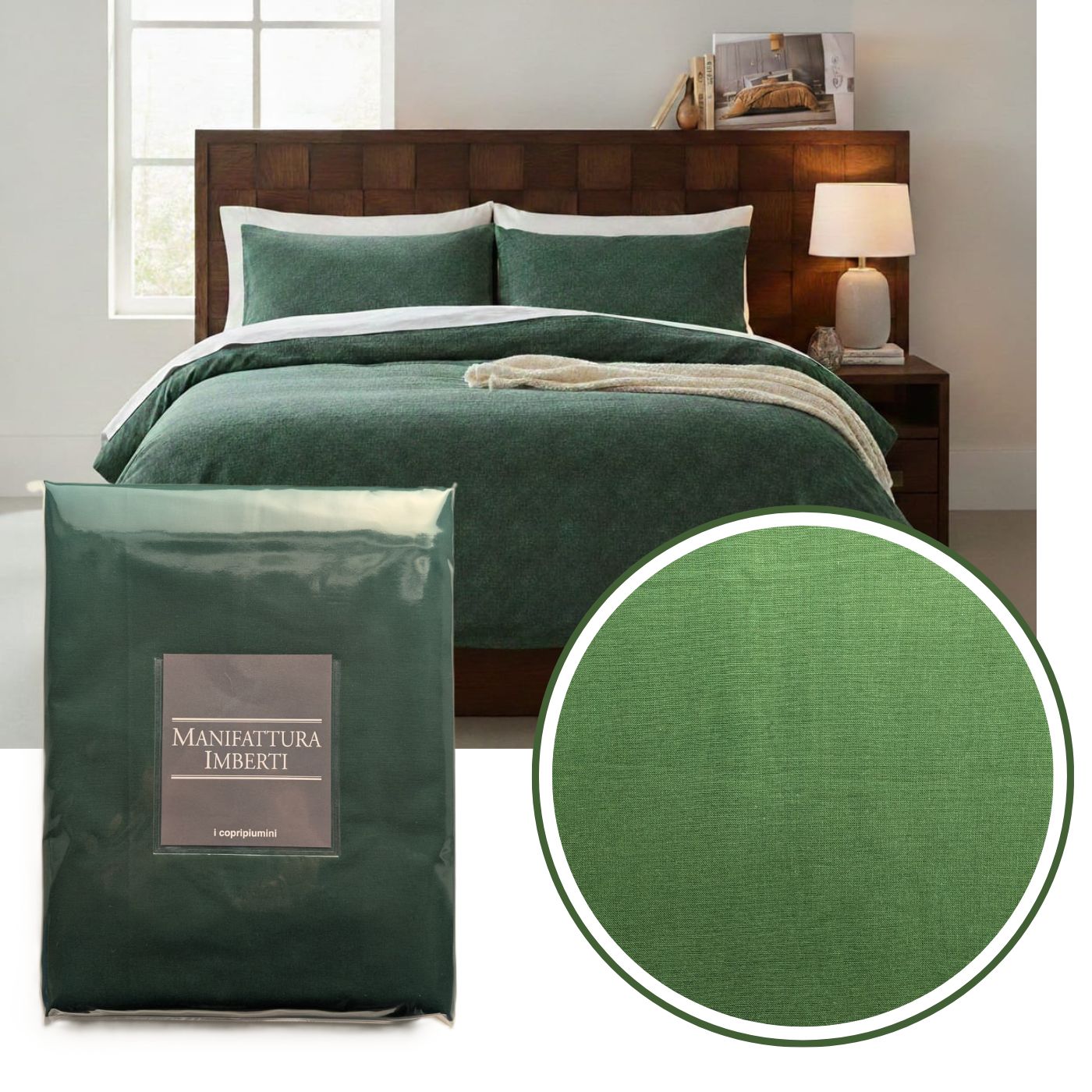 Parure Copripiumino Matrimoniale Tinta Unita "Kolor" - Manifattura Imberti