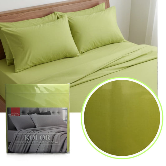 Completo Letto Tinta Unita "Kolor" Cotone Relax - Manifattura Imberti