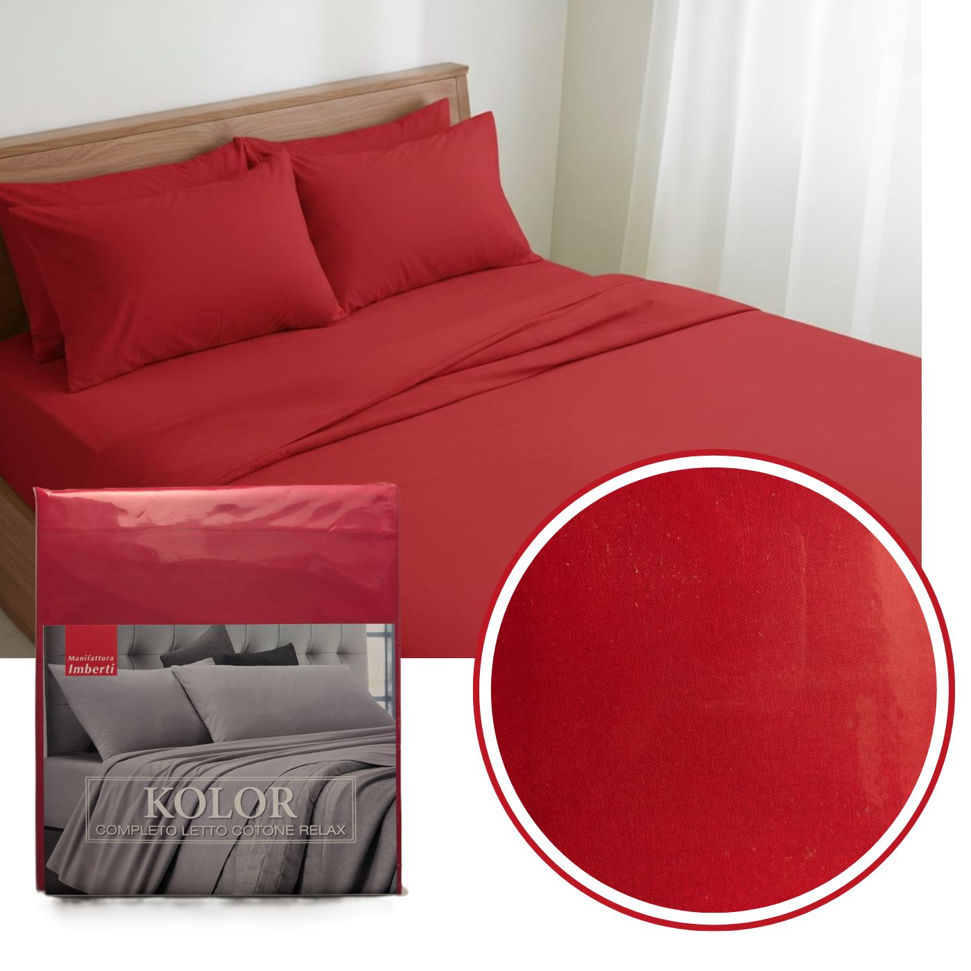 Completo Letto Tinta Unita "Kolor" Cotone Relax - Manifattura Imberti