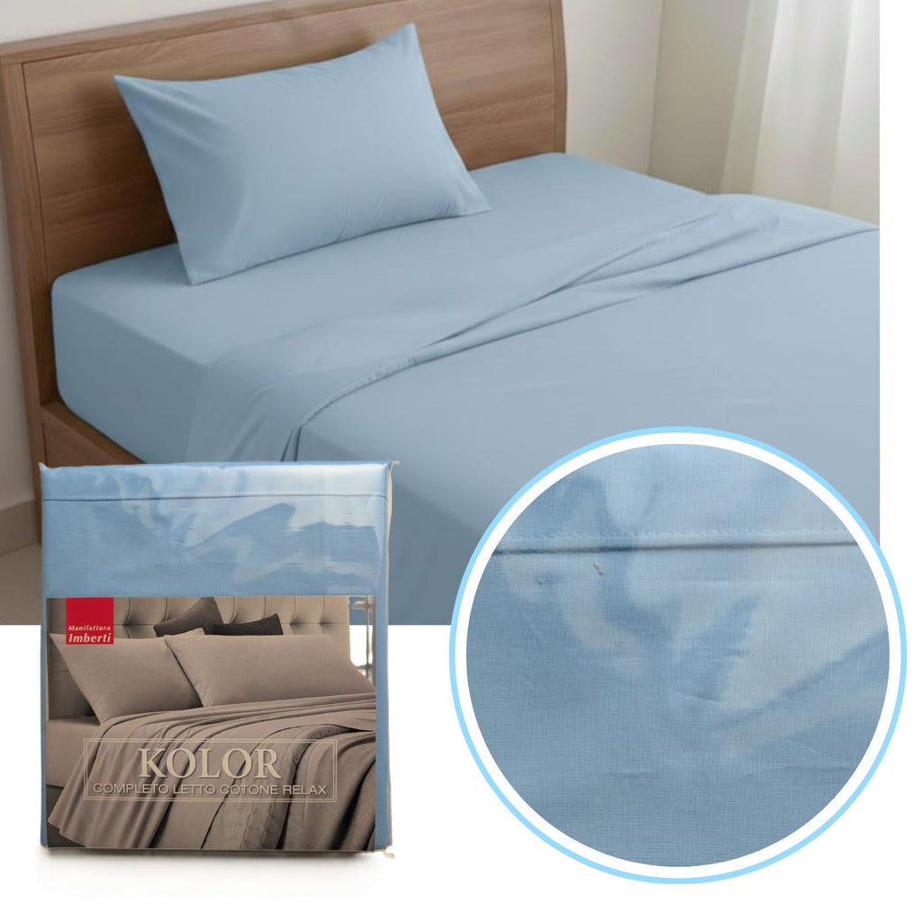 Completo Letto Tinta Unita "Kolor" Cotone Relax - Manifattura Imberti
