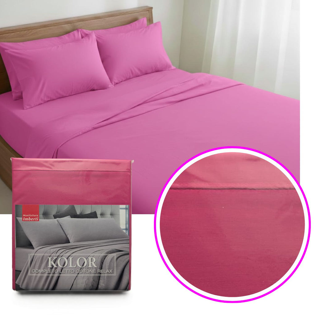 Completo Letto Tinta Unita "Kolor" Cotone Relax - Manifattura Imberti