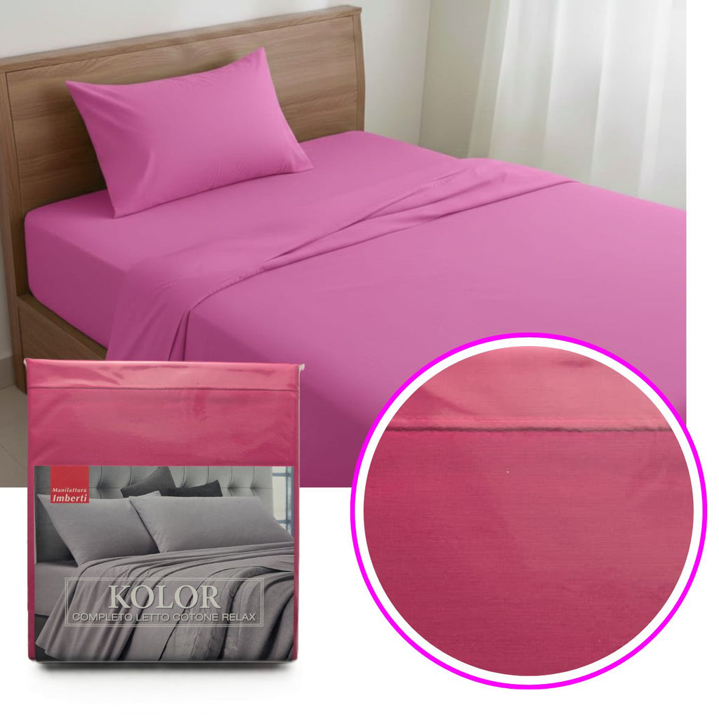 Completo Letto Tinta Unita "Kolor" Cotone Relax - Manifattura Imberti