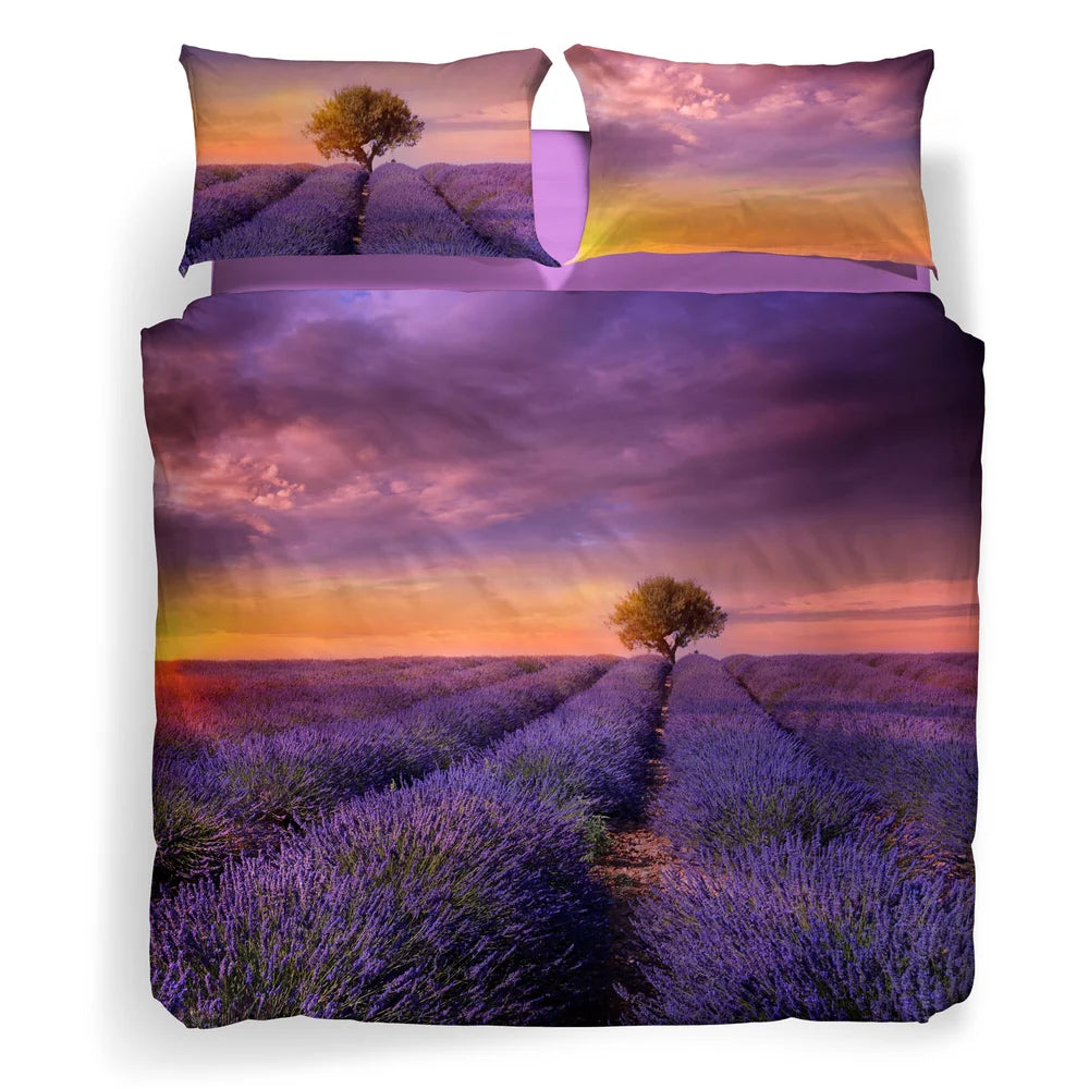 Completo Copripiumino Matrimoniale Caleffi Sogni di Viaggio Lavender Sunset