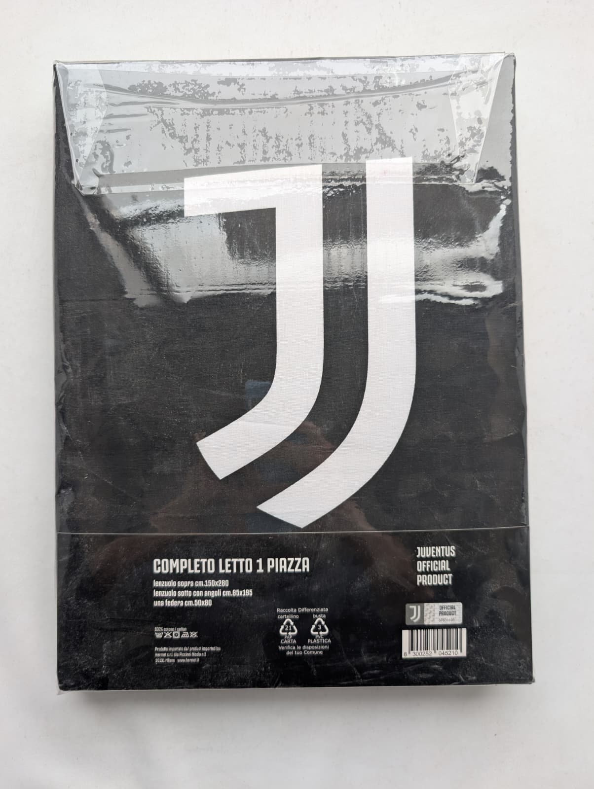 Completo Lenzuola Juventus Official Product - Hermet - Letto Singolo 1 Piazza