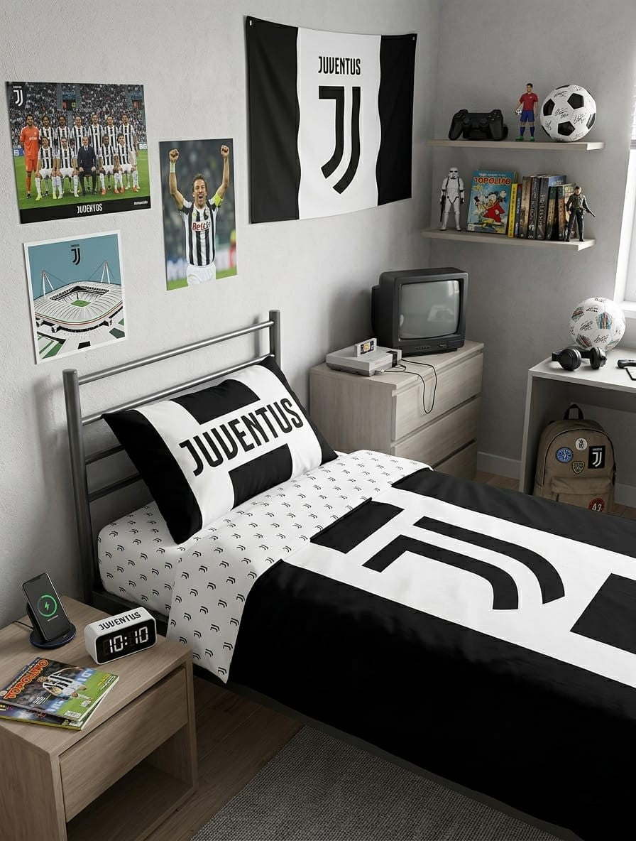Completo Lenzuola Juventus Official Product - Hermet - Letto Singolo 1 Piazza