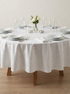 Tovaglia Rotonda 180 cm Melangio Londra - In Pregiata Fiandra Jacquard con 8 Tovaglioli