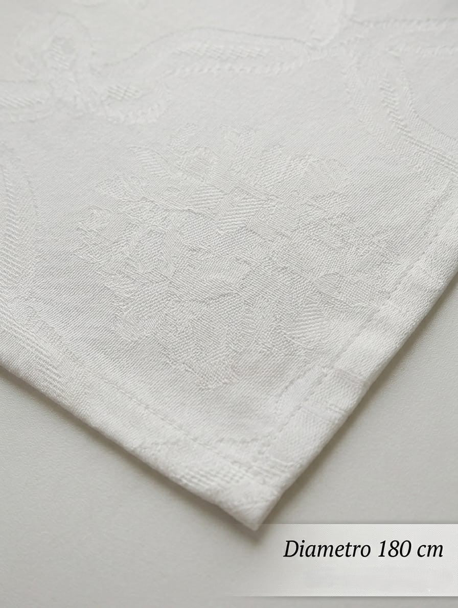 Tovaglia Rotonda 180 cm Melangio Londra - In Pregiata Fiandra Jacquard con 8 Tovaglioli