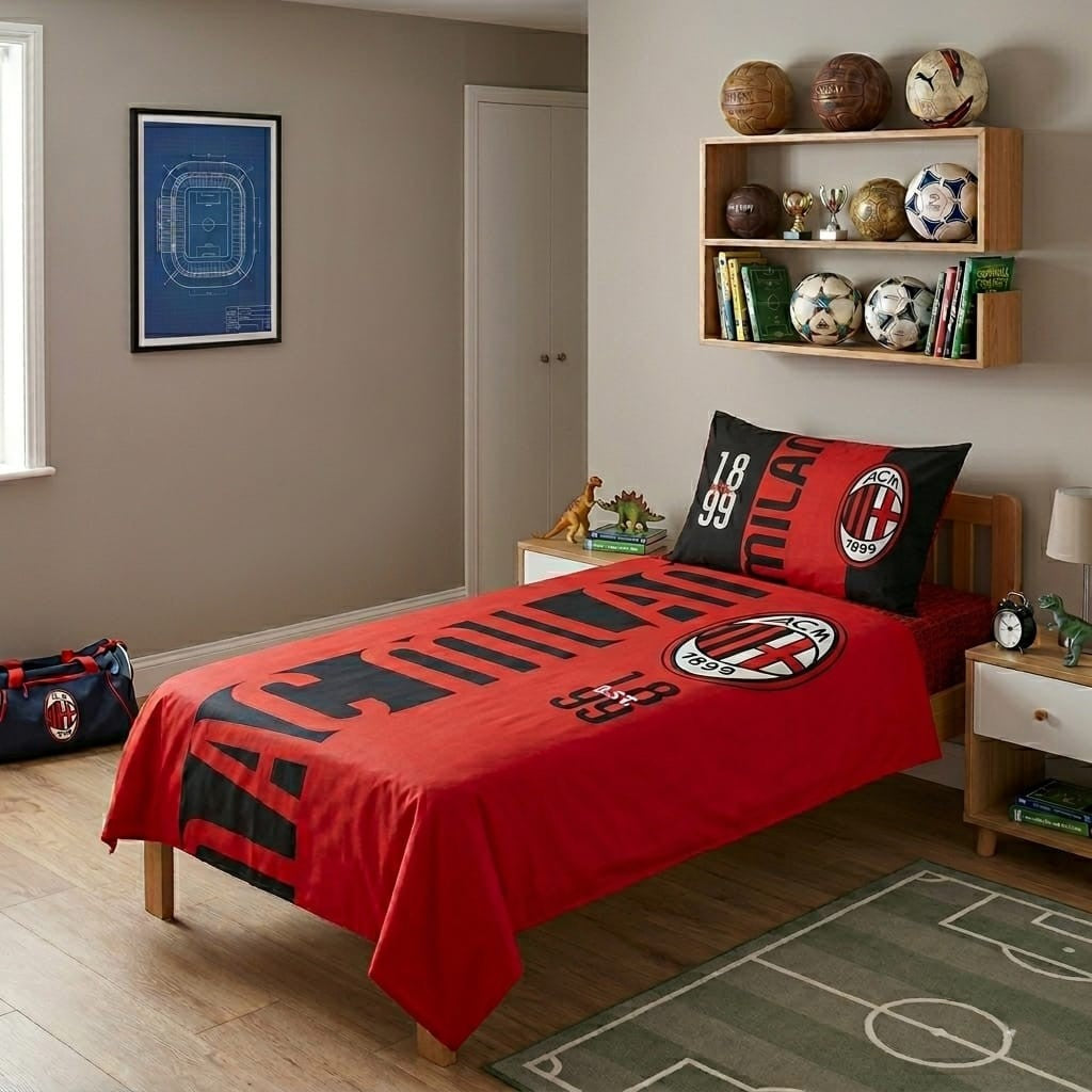 Completo Lenzuola AC Milan Official Product - Hermet - Letto Singolo 1 Piazza