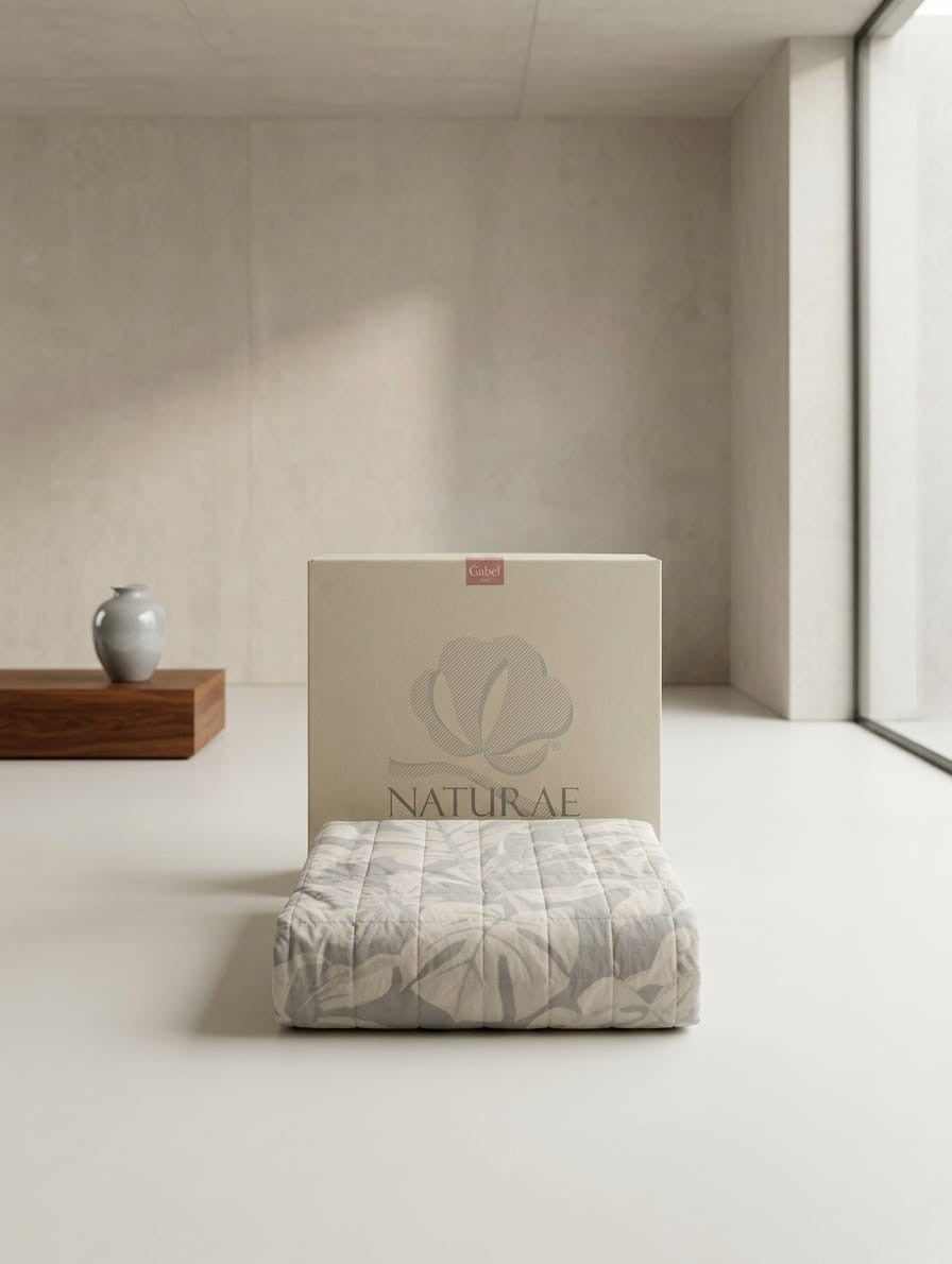 Copriletto Trapuntato Matrimoniale "Vento" in Madapolam di Cotone - 260x265 - Gabel Naturae