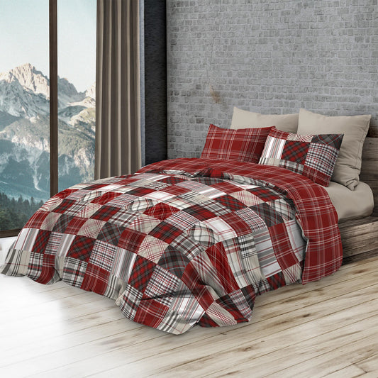 Parure Copripiumino in Puro Cotone – Stampa Patchwork Scozzese Patagonia