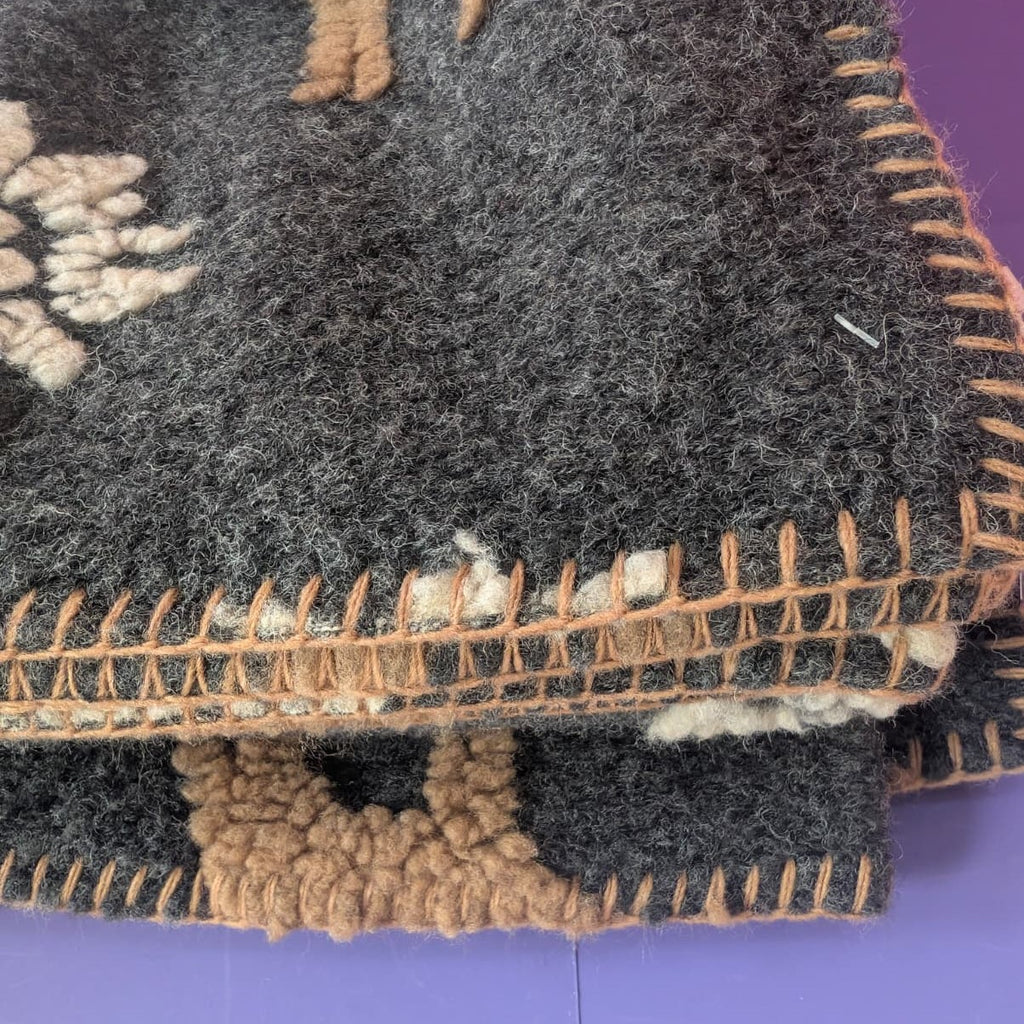 Plaid in Lana Cotta Paradiso Cervo e Stelle Alpine 150x170 cm - Made in Italy