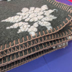 Plaid in Lana Cotta Paradiso Cervo e Stelle Alpine 150x170 cm - Made in Italy