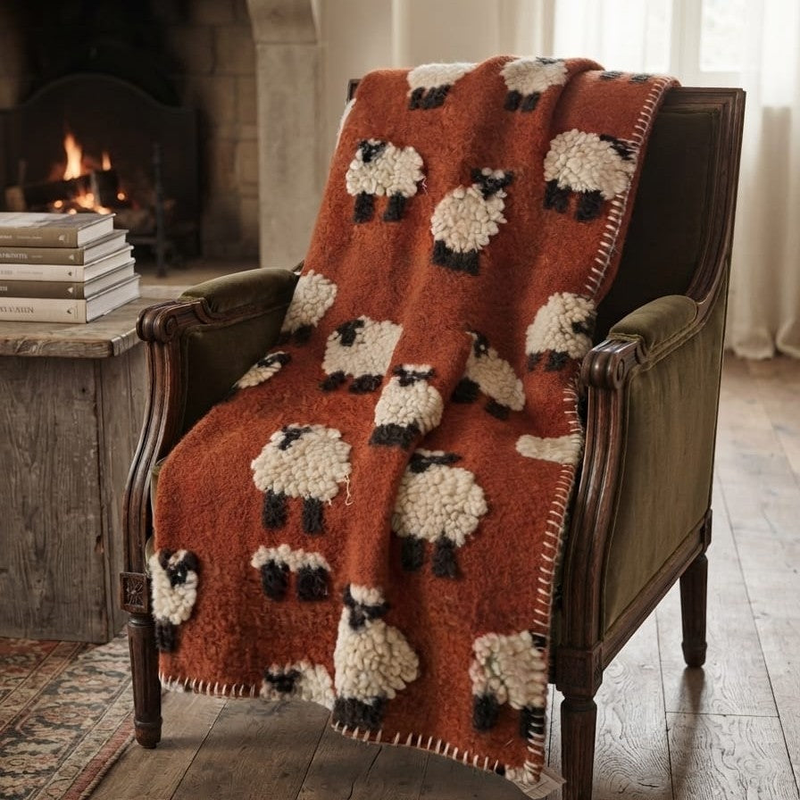 Plaid in Lana Cotta Paradiso Pecorelle 150x170 cm - Made in Italy
