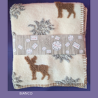 Plaid in Lana Cotta Paradiso Cervo e Stelle Alpine 150x170 cm - Made in Italy