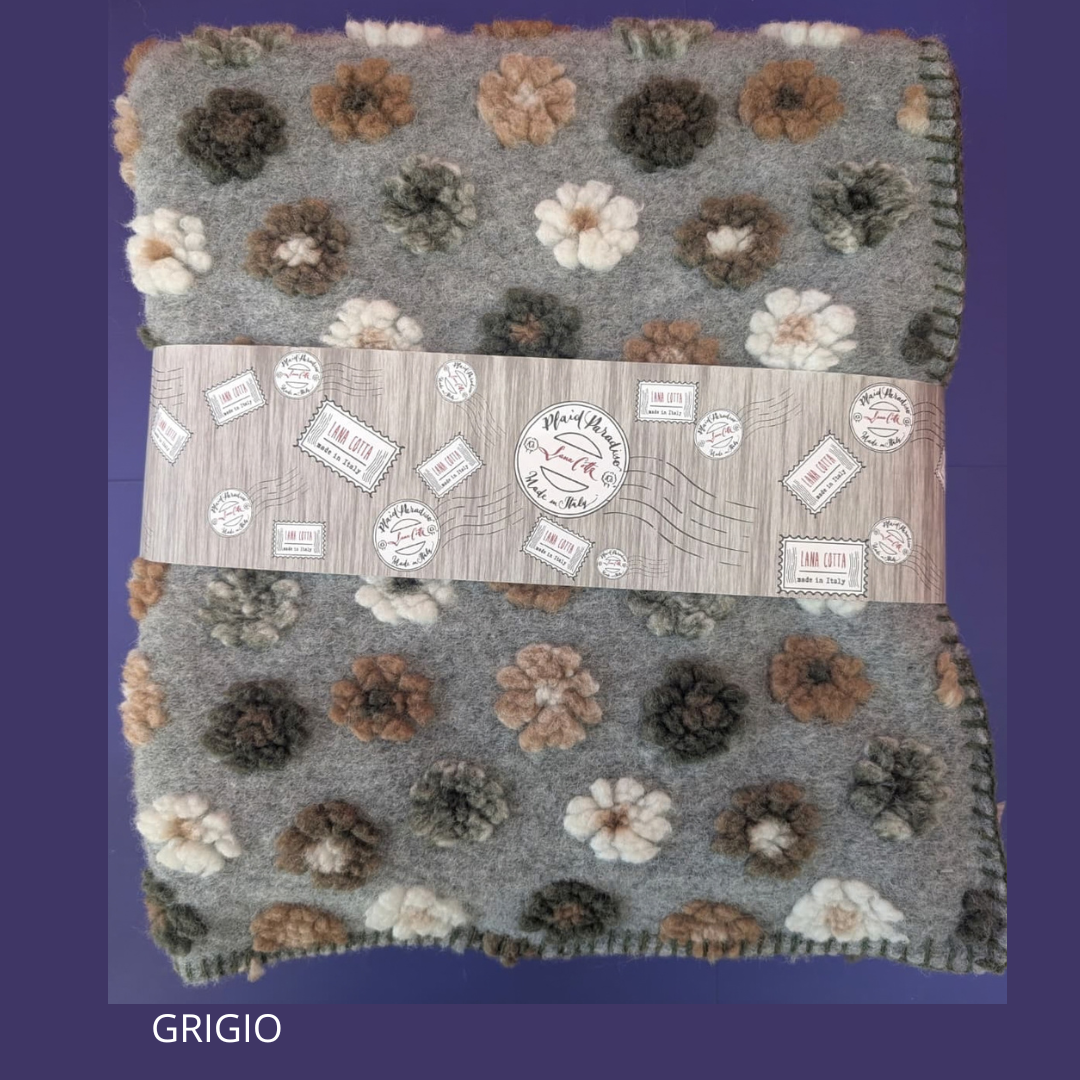 Plaid in Lana Cotta Paradiso Fiorellini 150x170 cm - Made in Italy