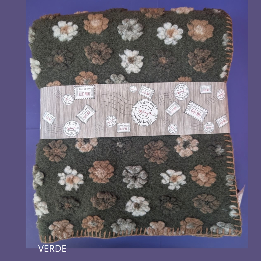 Plaid in Lana Cotta Paradiso Fiorellini 150x170 cm - Made in Italy