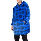 Poncho Inter  – Pile in Poliestere Nero e Azzurro - Taglia Unica Adulto