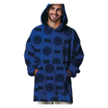 Poncho Inter  – Pile in Poliestere Nero e Azzurro - Taglia Unica Adulto
