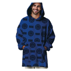 Poncho Inter  – Pile in Poliestere Nero e Azzurro - Taglia Unica Adulto