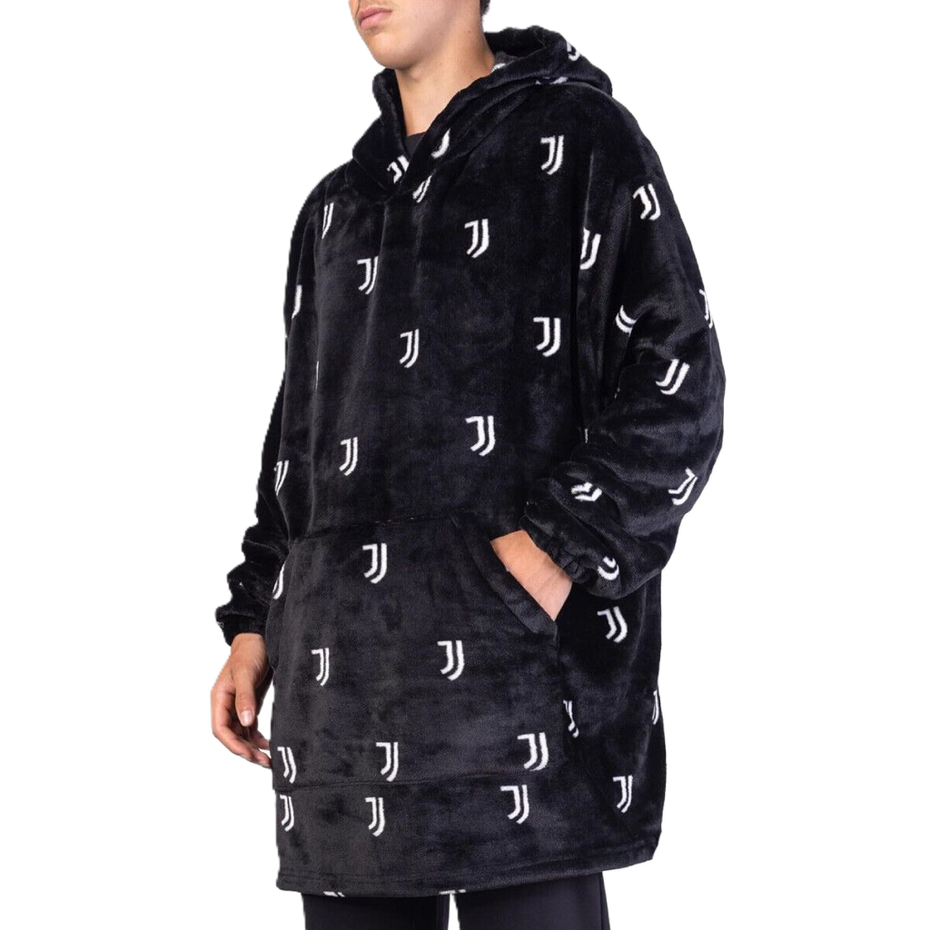 Poncho Juventus – Pile in Poliestere Nero e Bianco - Taglia Unica Adulto