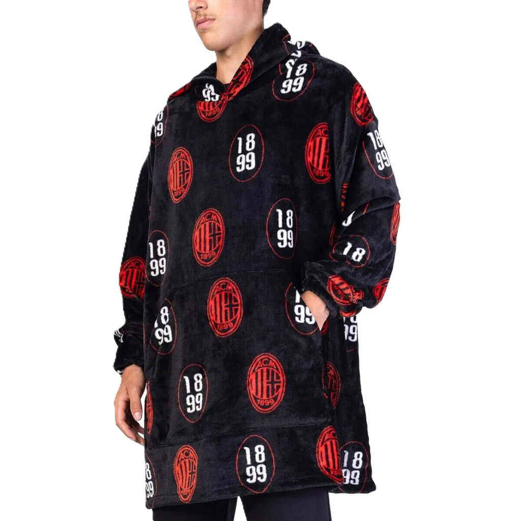 Poncho Milan – Pile in Poliestere Rosso e Nero - Taglia Unica Adulto