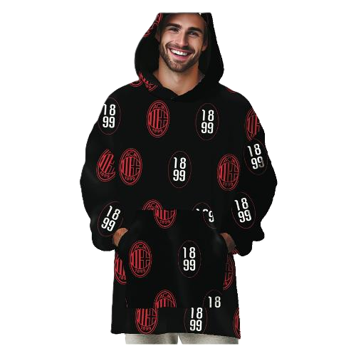 Poncho Milan – Pile in Poliestere Rosso e Nero - Taglia Unica Adulto