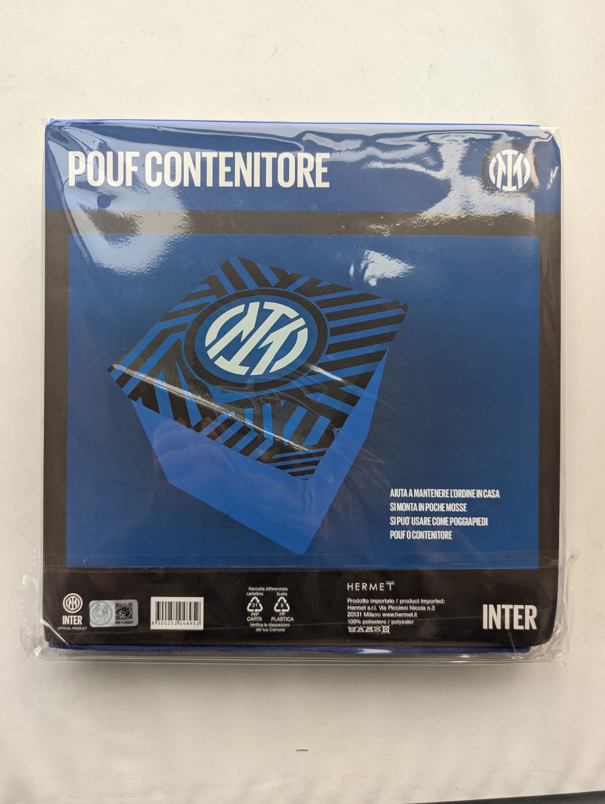 Pouf Contenitore Inter Official Product - Pieghevole e Salvaspazio