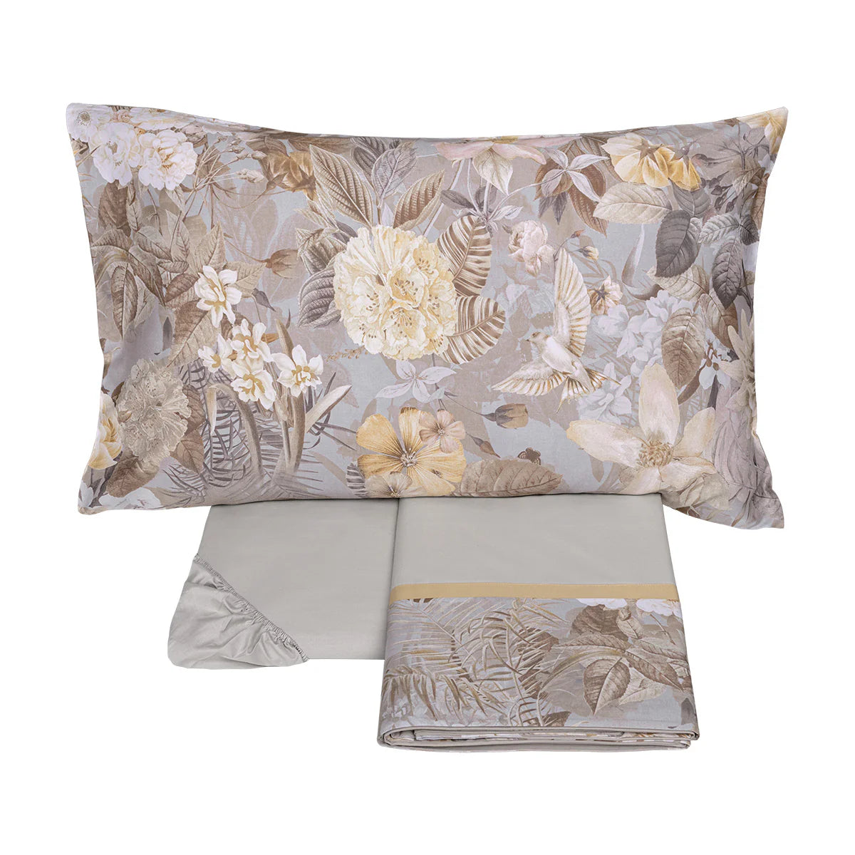 Completo Lenzuola Fazzini Protea - Raso di Puro Cotone 300 TC Matrimoniale