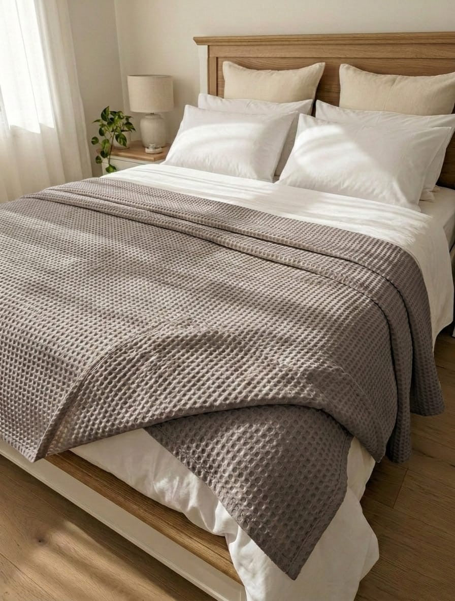 EasyHome Copriletto Matrimoniale "Rousse" - 260x260 cm in 100% Puro Cotone