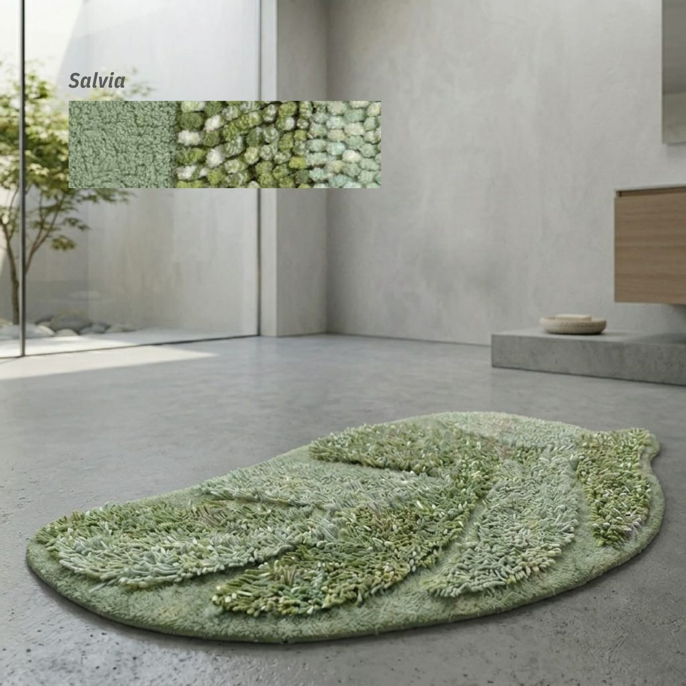 Tappeto Sagomato Home Philosophy "Number One Leaf" - 55x110 cm - Antiscivolo Geko Grip