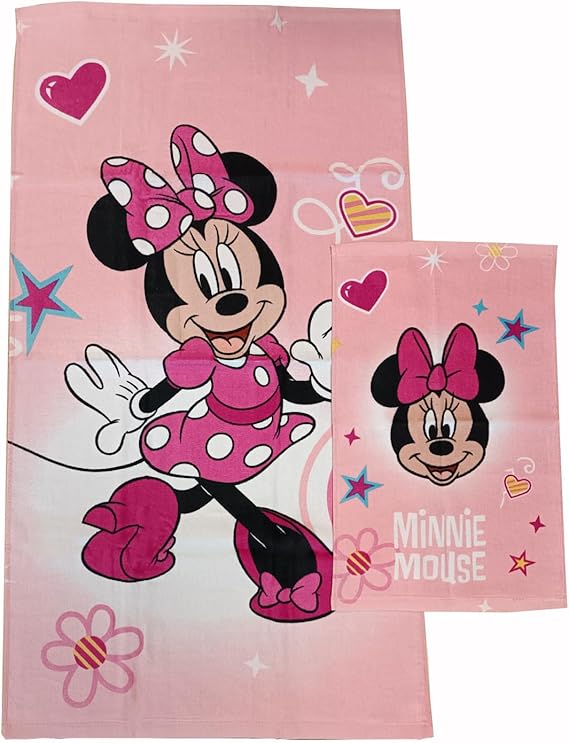 Set 2 Asciugamani Bagno Disney e Marvel Hermet - Viso + Ospite | 100% Spugna di Cotone