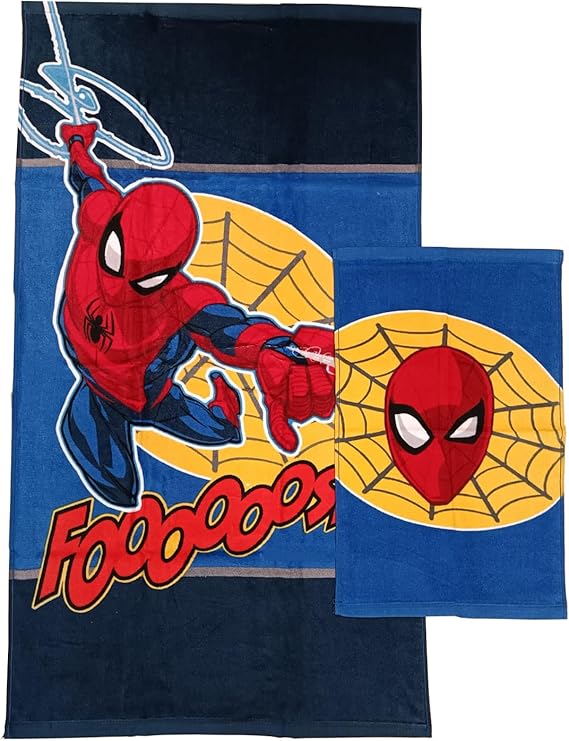 Set 2 Asciugamani Bagno Disney e Marvel Hermet - Viso + Ospite | 100% Spugna di Cotone