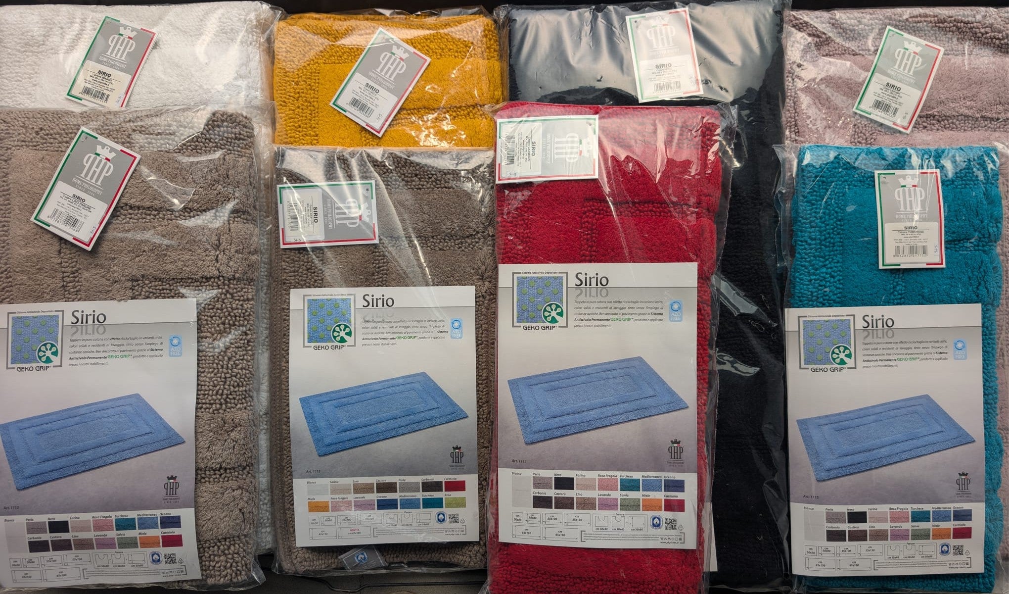 Tappeto Bagno Home Philosophy "Sirio" - Puro Cotone - Antiscivolo Geko Grip