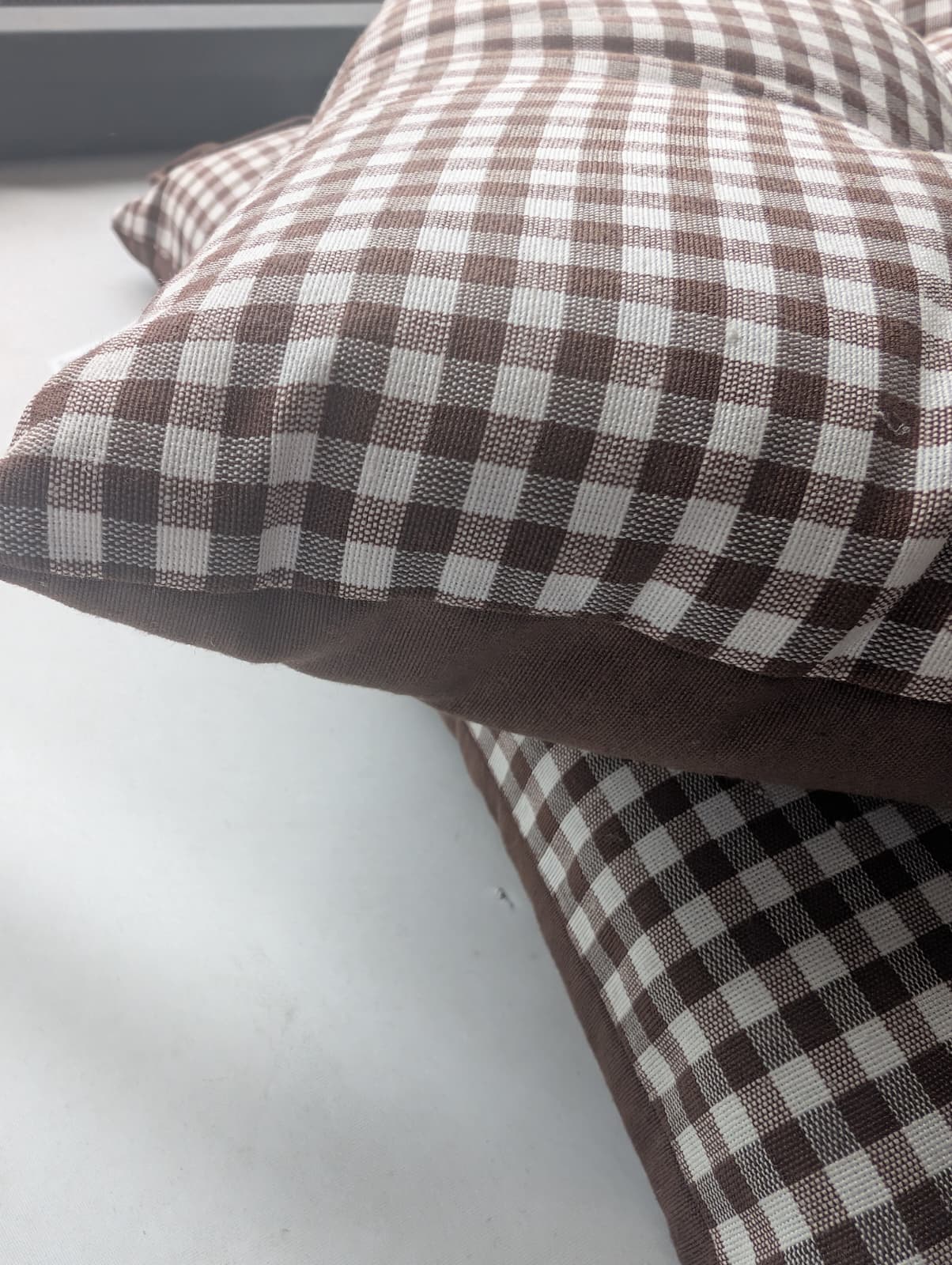 Coppia Cuscini Sedia Trapuntati Softy a Quadretti - Set 2 Pezzi con Laccetti