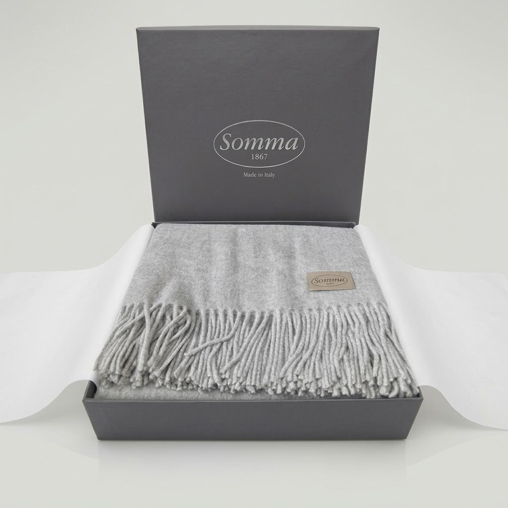 Plaid in 100% Cashmere Somma 1867 Anteprima 130x180 cm con Frange