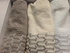 Set 3+3 Asciugamani Jacquard In Biancaluna "Tosca" - Puro Cotone