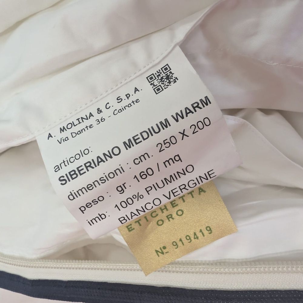 Piumino Tessilpiuma by Molina Siberiano Medium Warm 100%