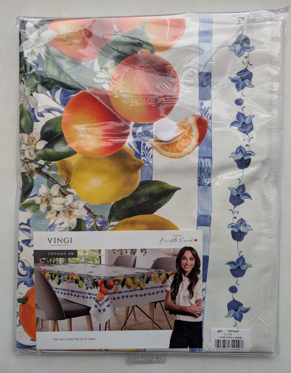 Tovaglia Vingi "Scelto da Benedetta Parodi" - Modello Tiffany 48 - Stampa Digitale Agrumi e Maioliche