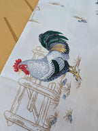 Tovaglia Rettangolare da 6 Vingi Armonia Dis. Gallo - Con 6 Tovaglioli - Stile Country Chic