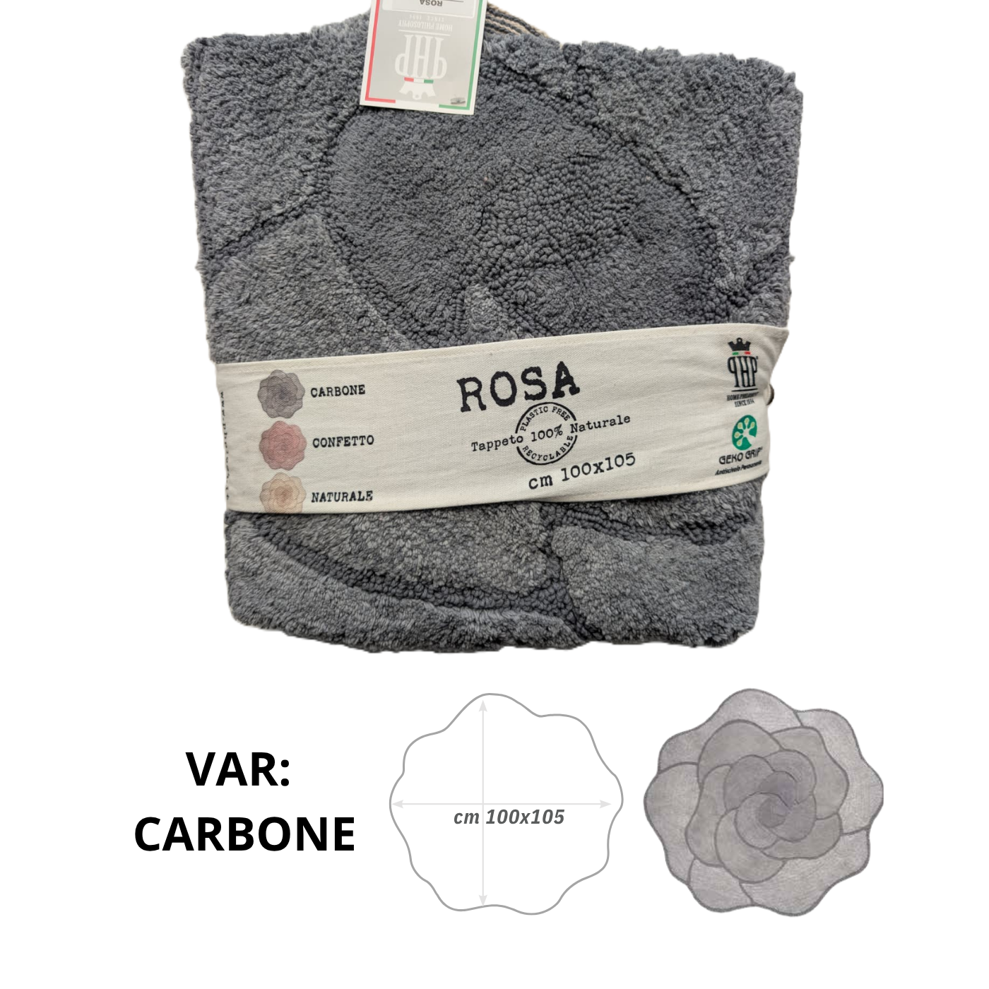 Tappeto Bagno Sagomato Home Philosophy "Rosa" - 100x105 cm - Antiscivolo Geko Grip
