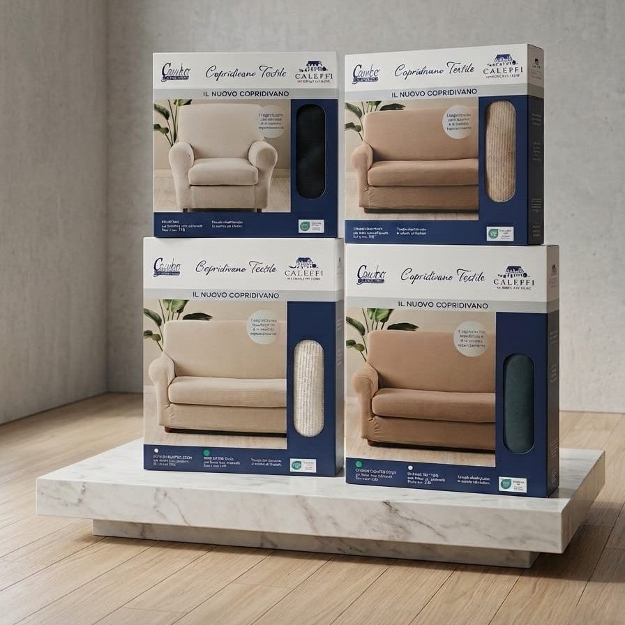 Copridivano Elasticizzato Caleffi "Textile" - In Cotone ed Elastan - No Stiro