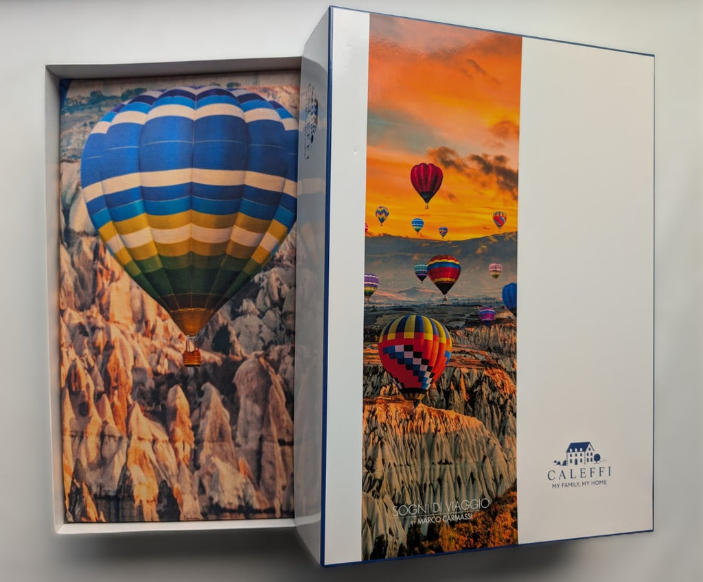 Completo Lenzuola Copriletto Matrimoniale  - Sogni di Viaggio "Oceano" by Marco Carmassi - Caleffi