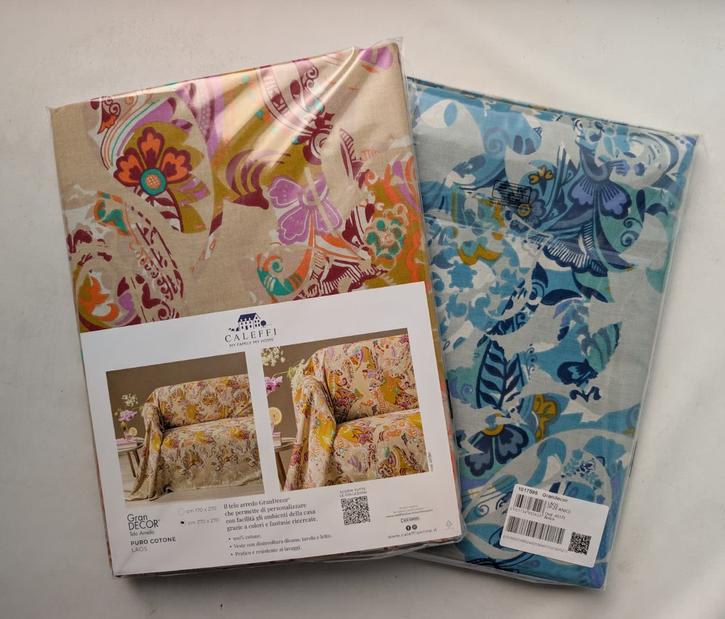 Telo Arredo Copridivano Caleffi GranDecor "Laos" - 100% Cotone Multiuso