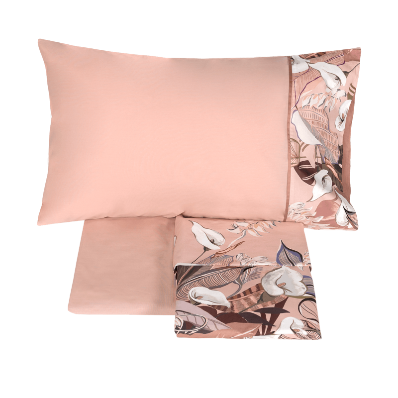 Completo Lenzuolo Copriletto Matrimoniale Fazzini CALLE in Percalle di Cotone