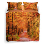 Completo Copripiumino Matrimoniale "Autumn Leaves" – Sogni di Viaggio – Caleffi