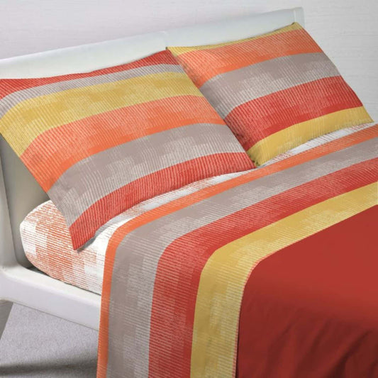 Completo Lenzuola Arancione – Fantasia Cotone – Linea Quadrifoglio – Made in Italy