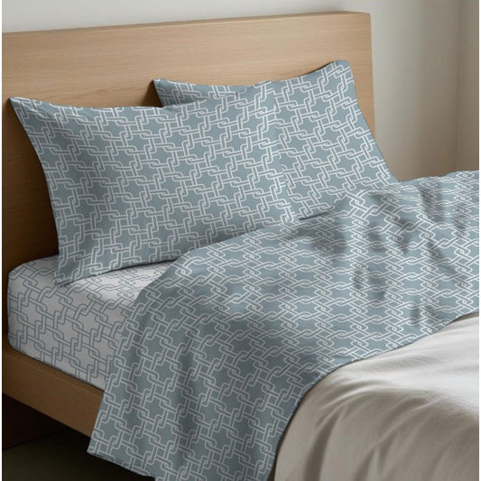 Completo Lenzuola Matrimoniale Catena Quadrifoglio – 100% Cotone Made in Italy