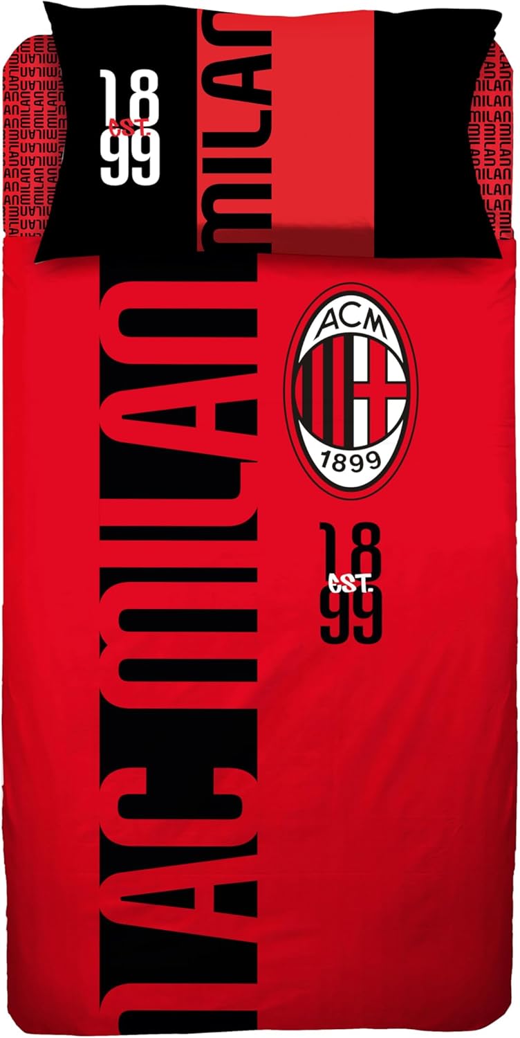 Completo Lenzuola AC Milan Official Product - Hermet - Letto Singolo 1 Piazza